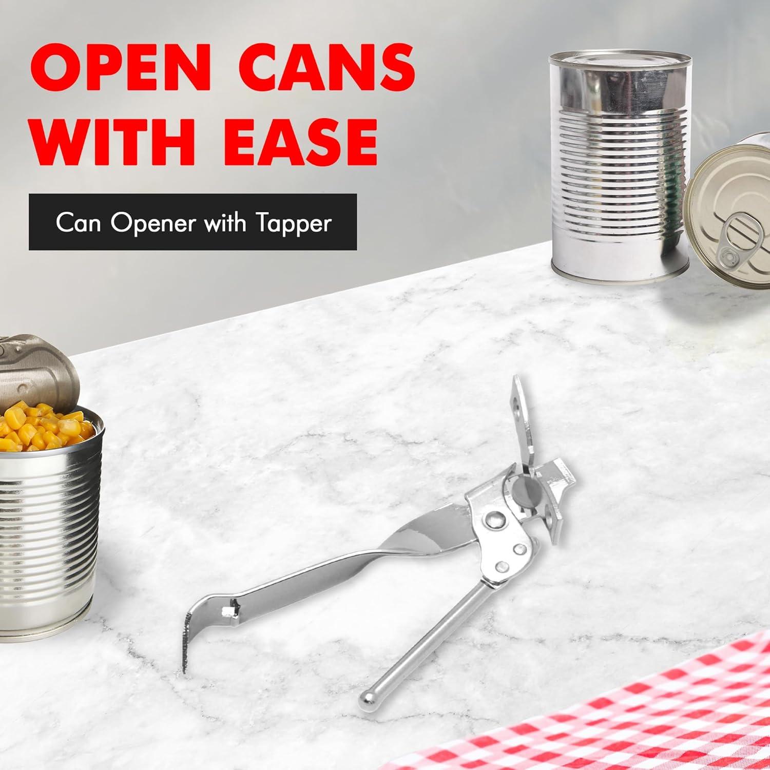 Chef Craft Select Can Opener with Tapper, 6.5 inches in Length, Nickle Plated