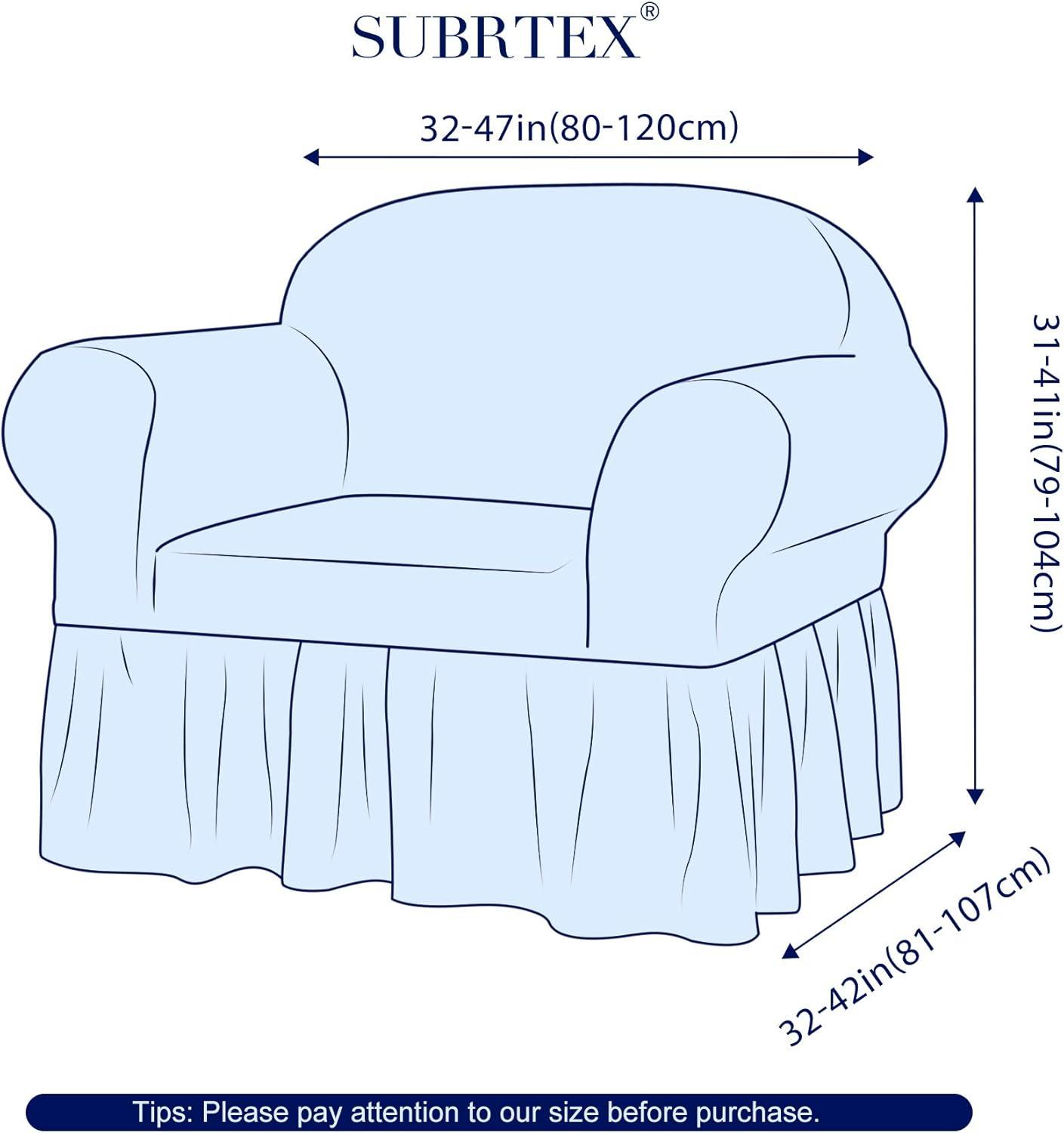 SUBRTEX 1 Piece Seersucker Sofa Slipcover with Skirt Universal Stretch Sofa Couch Slipcover Easy Fitted Chair Furniture Protector(1 Seater,Wine)