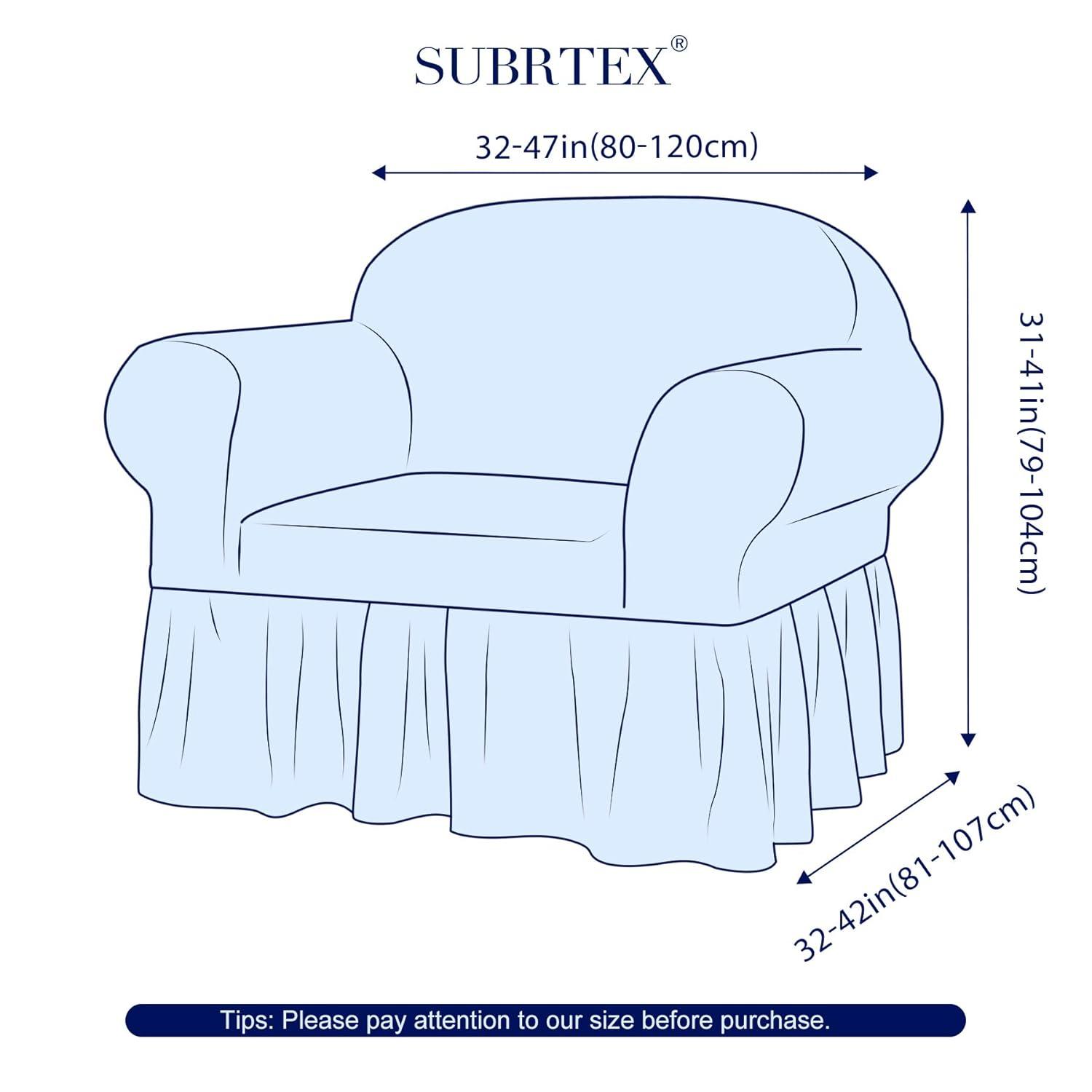 SUBRTEX 1 Piece Seersucker Sofa Slipcover with Skirt Universal Stretch Sofa Couch Slipcover Easy Fitted Chair Furniture Protector(1 Seater,Wine)