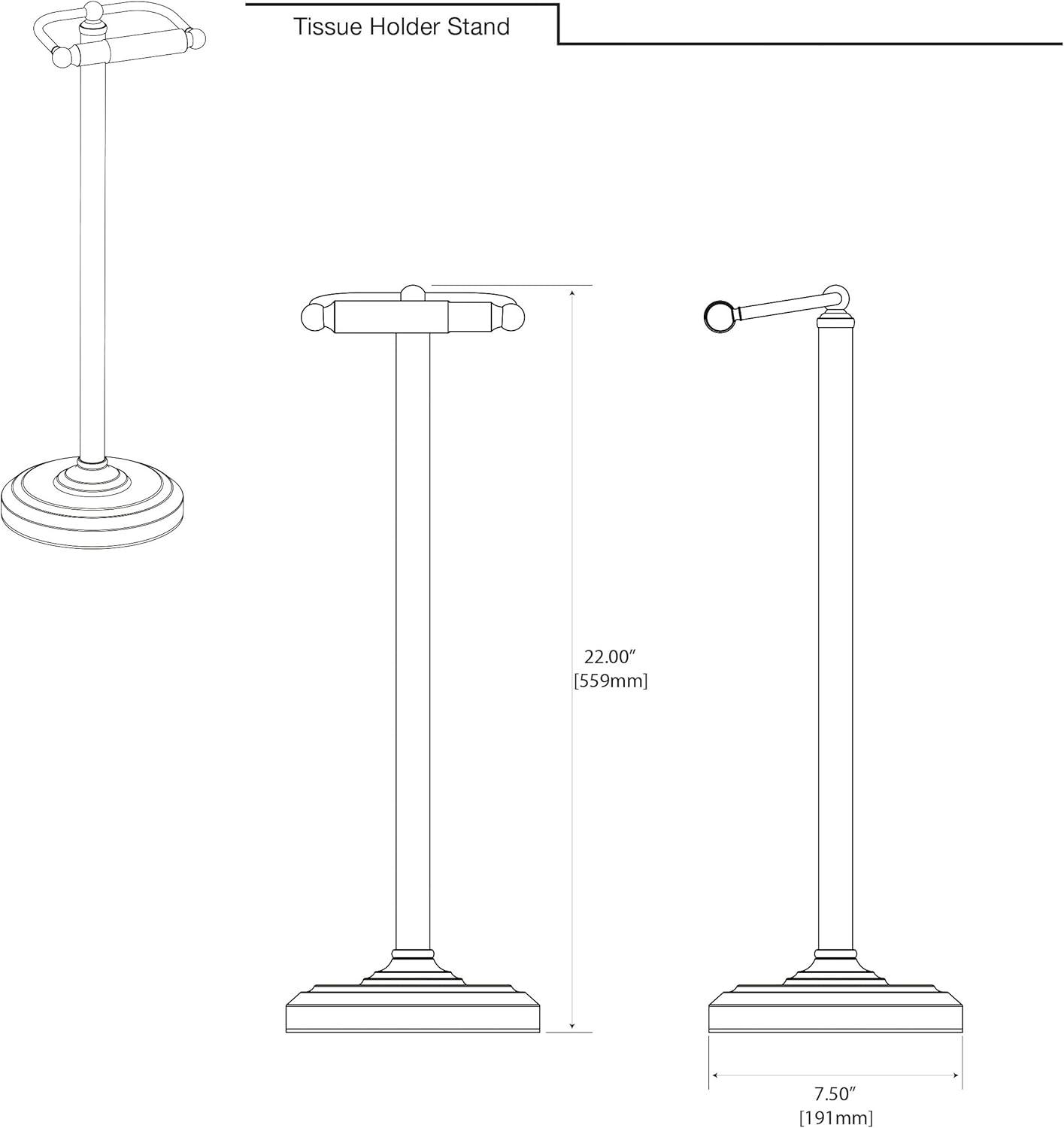 Bath Accessories | Gatco Freestanding Toilet Paper Holder with Weighted Base | 22"H Floor Standing Toilet Tissue Holder