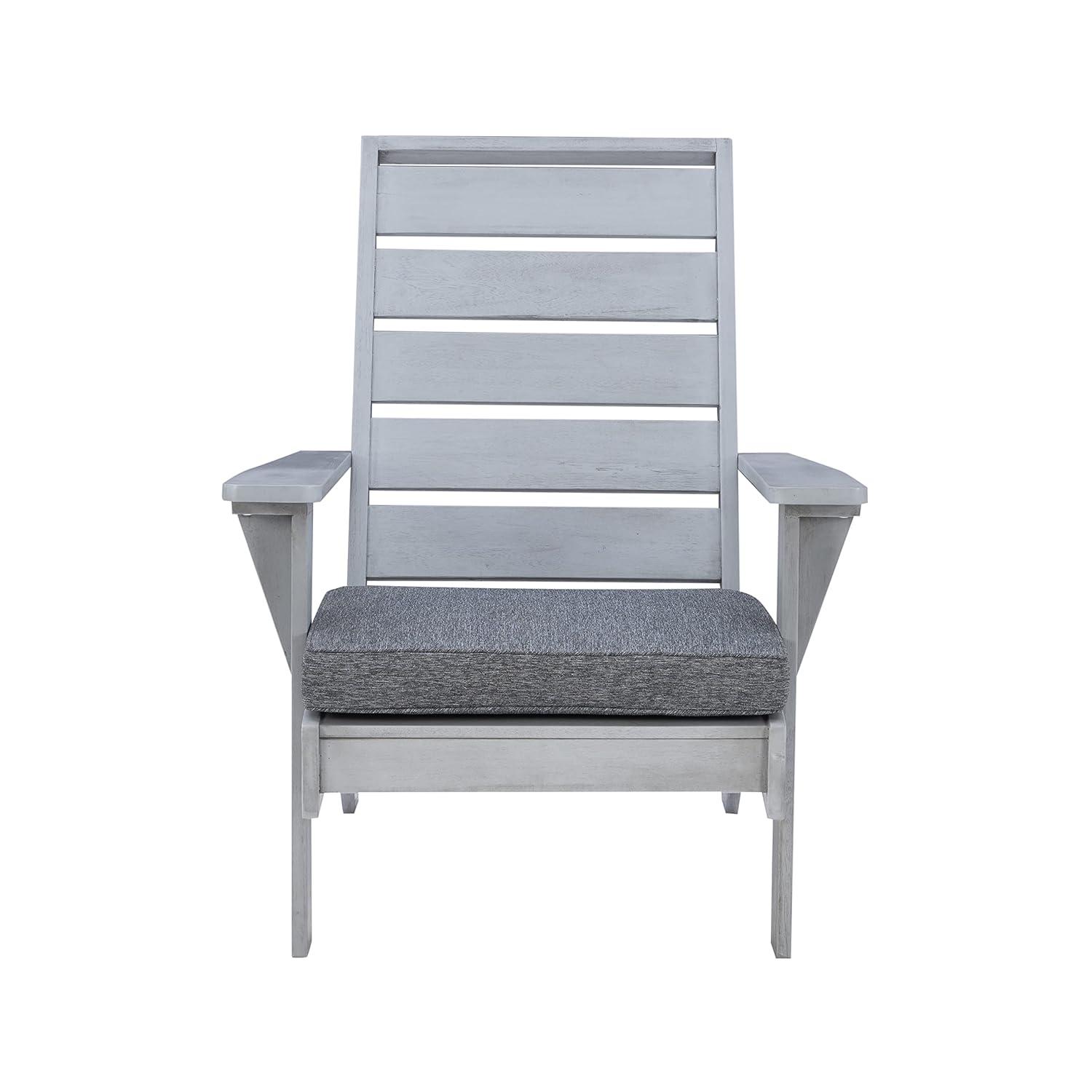 Rockport Outdoor Acacia Wood Chair with Cushion Gray - Linon