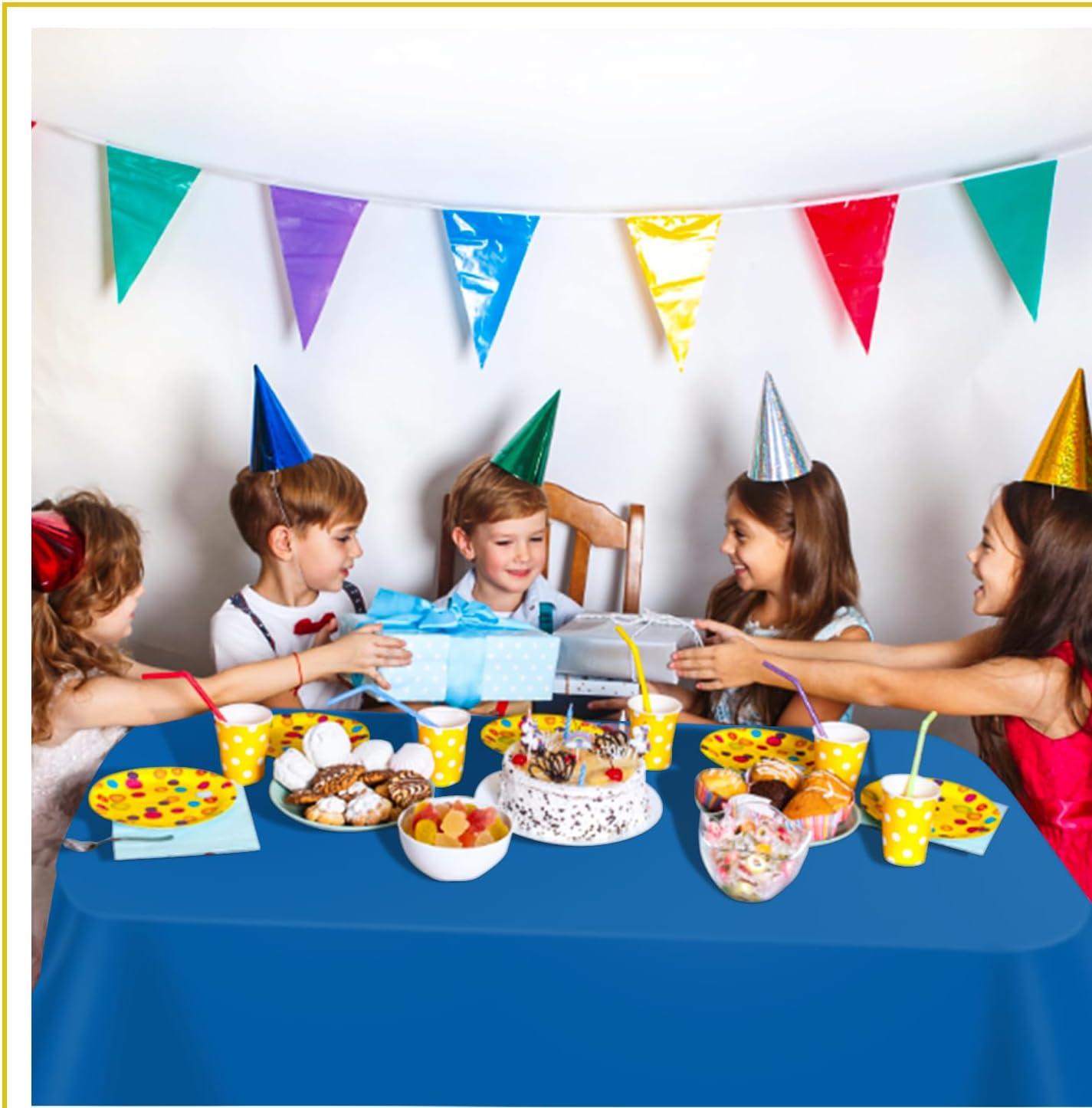 6 Pack Plastic Royal Blue Tablecloth for Parties, Rectangular Table Decorations, 54 x 108 Inches, Disposable Table Cover for Birthday, Graduation Party Supplies