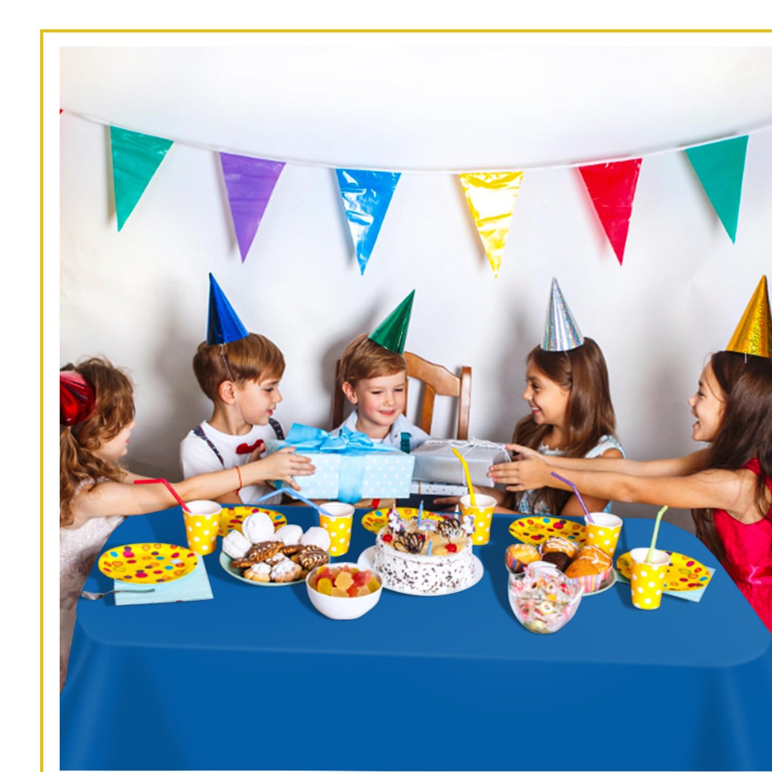 6 Pack Plastic Royal Blue Tablecloth for Parties, Rectangular Table Decorations, 54 x 108 Inches, Disposable Table Cover for Birthday, Graduation Party Supplies