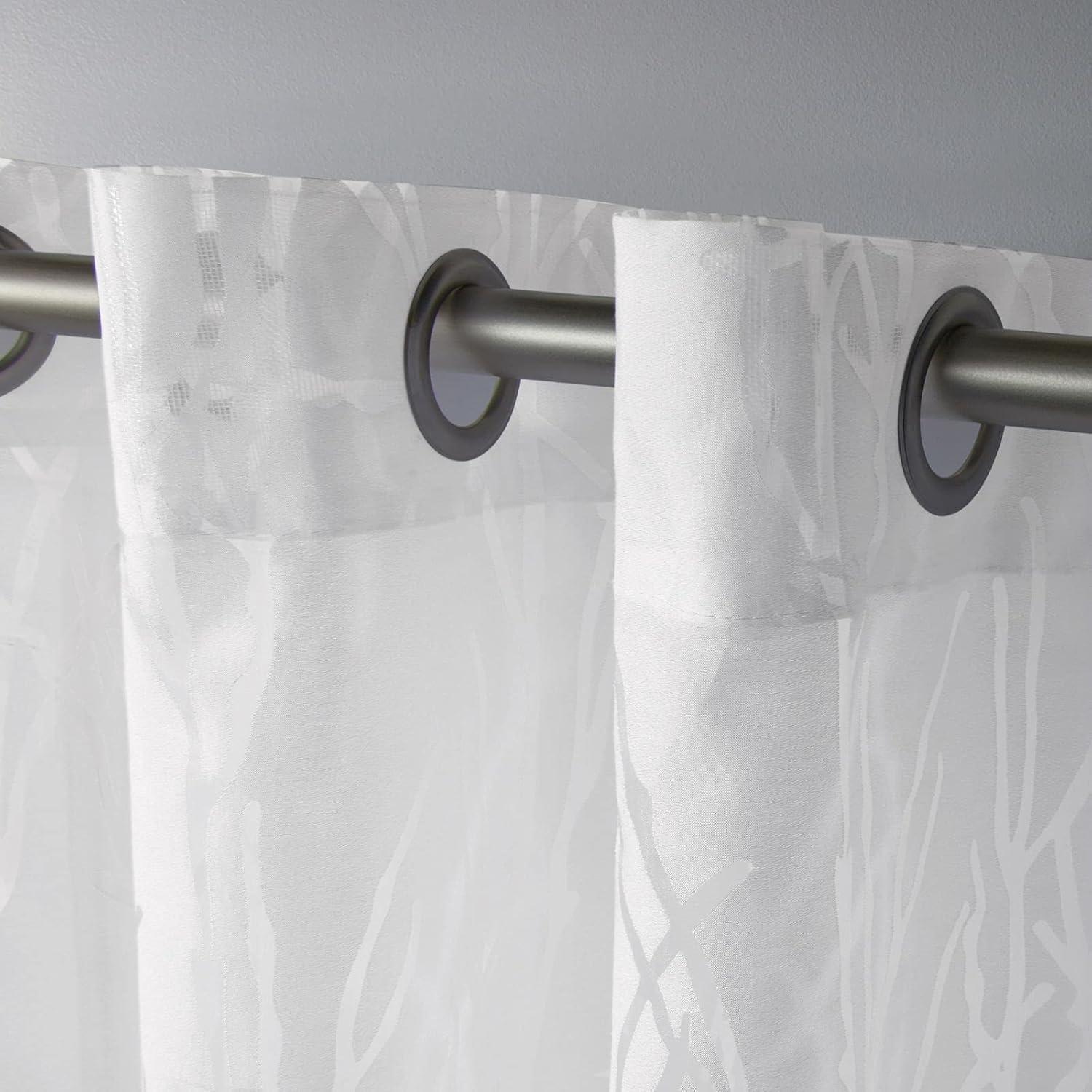 Set of 2 84"x52" Edinburgh Branch Sheer Burnout Grommet Top Window Curtain Panel White - Exclusive Home: Modern Botanical Design, Indoor Use