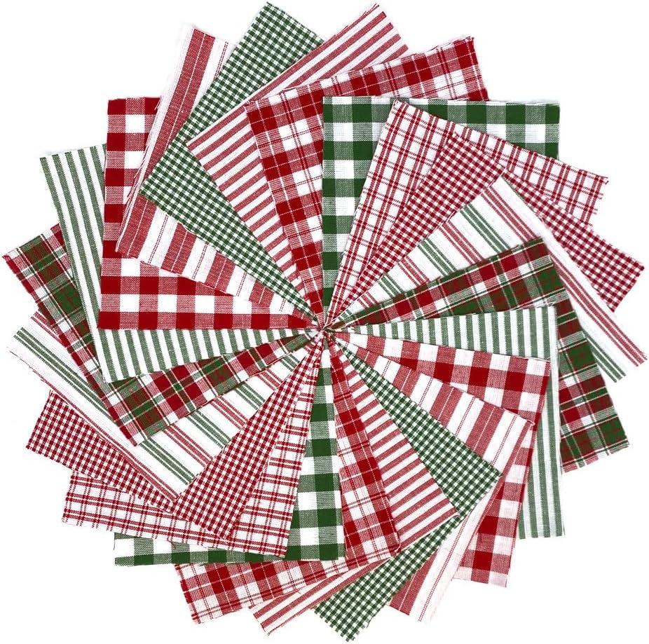 40+ Merry Christmas Red & Green Plaid Homespun 6"x6" Precut Quilt Squares Charm Pack by JCS Fabric