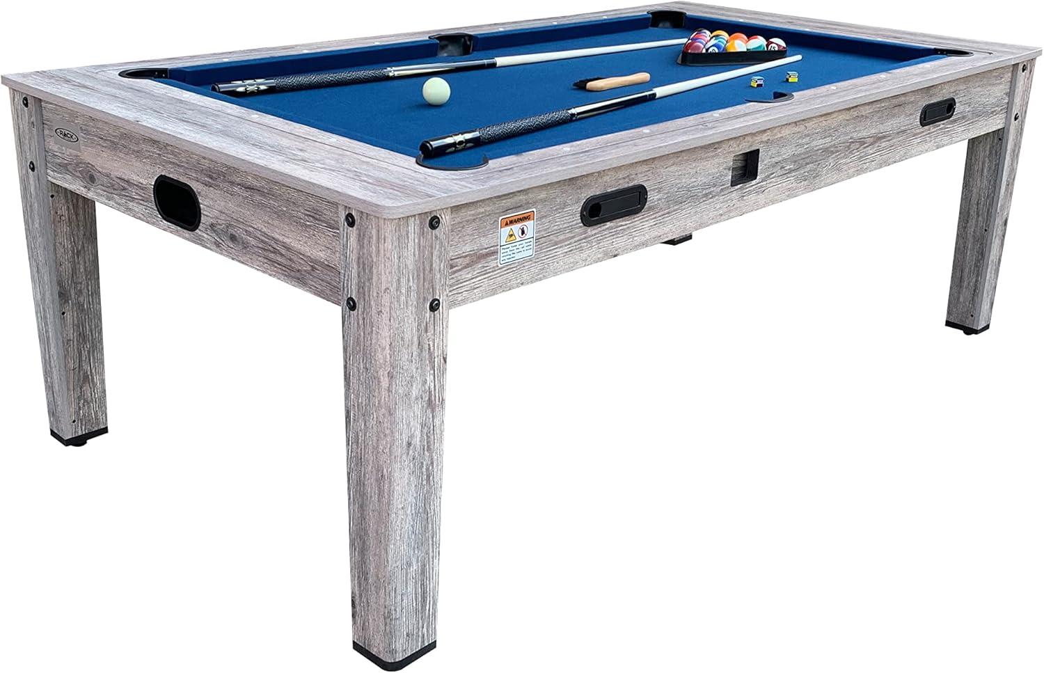 RACK Pool Tables Rack Luxor 7.5-Foot 4-In-1 Multi-Game Swivel Billiard/Pool Table (Blue Felt With 2 Bench)