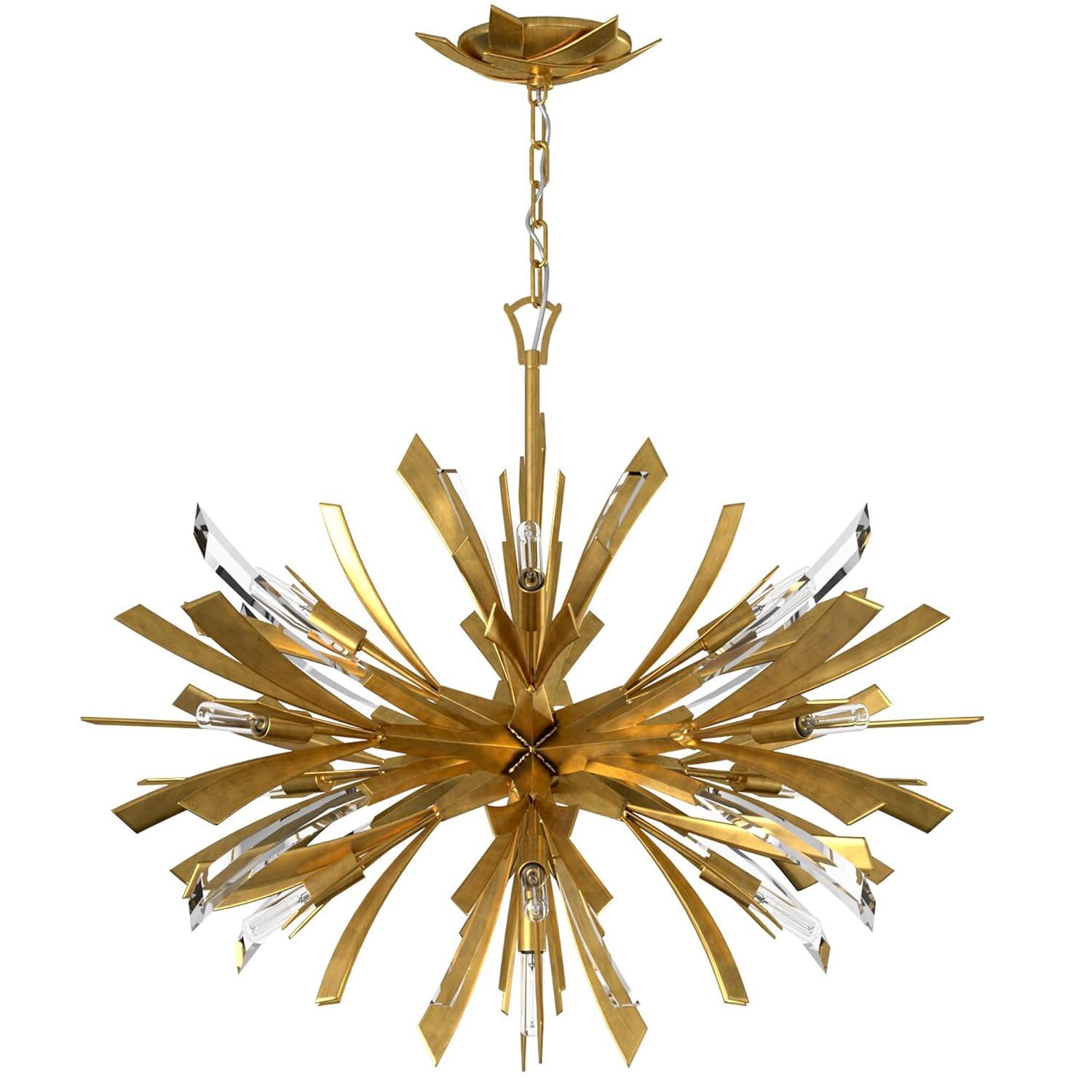 Fredrick Ramond Vida 36" Thirteen-Light Modern Horizontal Hanging Chandelier w/ Crystal Accents