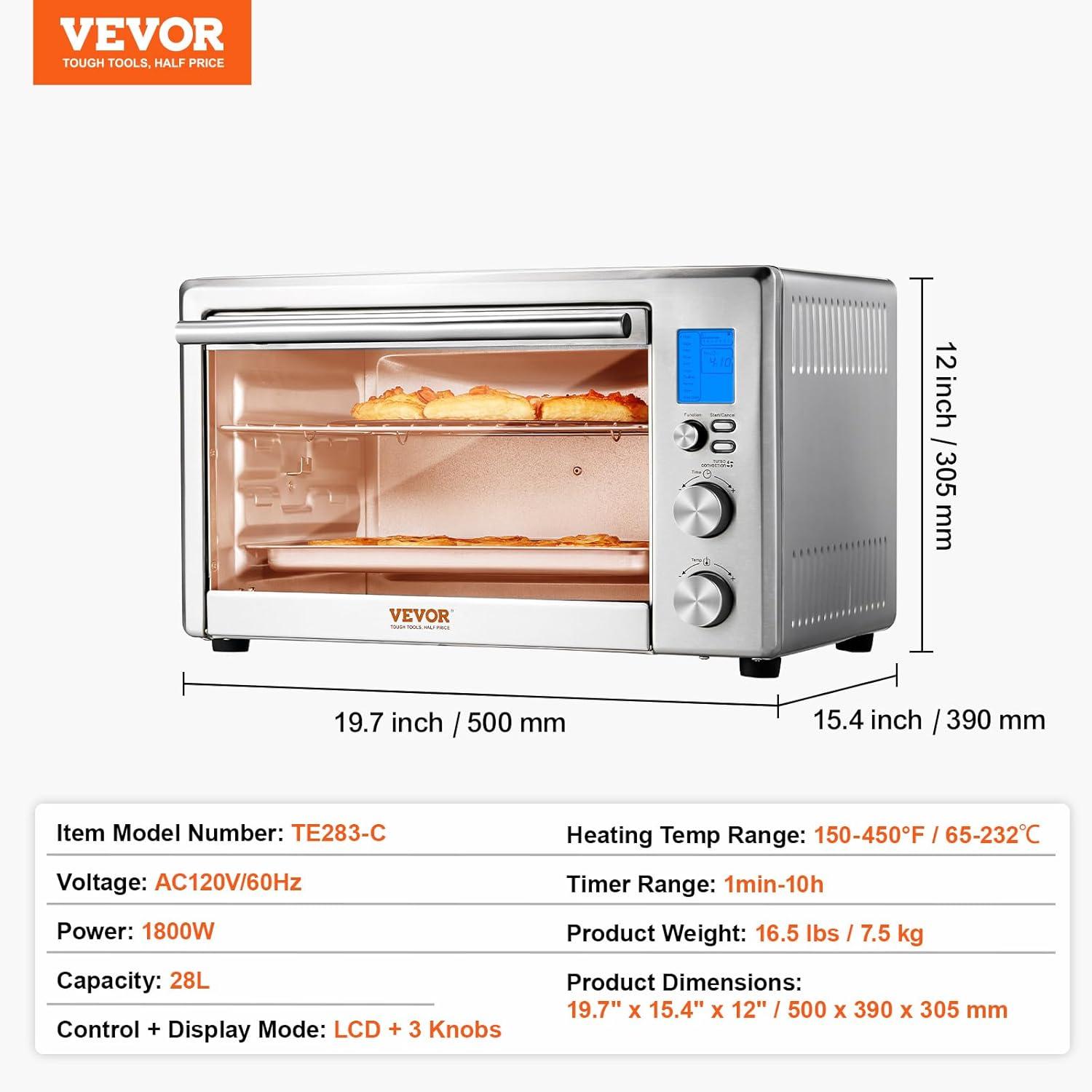 Stellweilan Tessberg Countertop Convection Oven 28L Toaster Baker 10-IN-1 1800W for Home Use