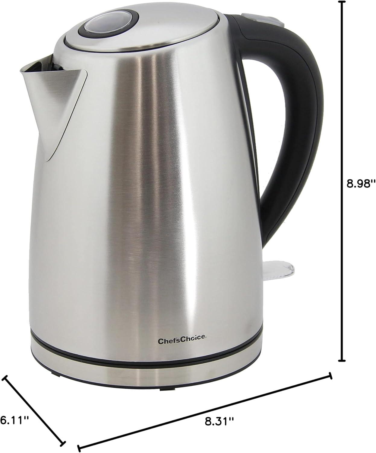 Chef'sChoice Model 681 Cordless Electric Kettle with Auto-Shutoff, 1.7 Liter Capacity, in Brushed Stainless Steel (6810001)
