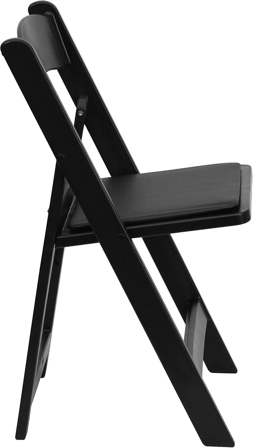 Elegant Black Resin 35.5" Folding Chair Set with Vinyl Padded Seats