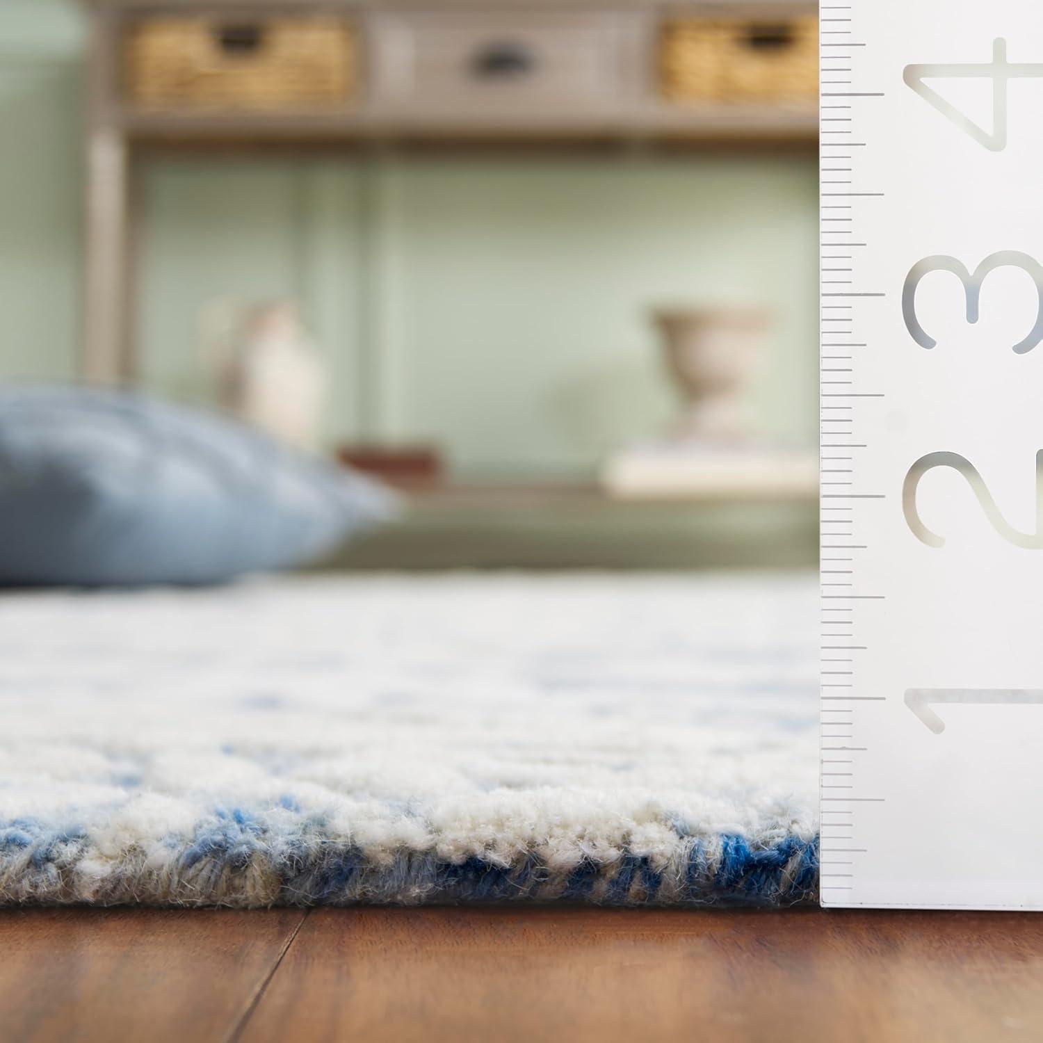 Blossom BLM107 Hand Tufted Indoor Runner Rug - Blue/Ivory - 2'3"x6' - Safavieh