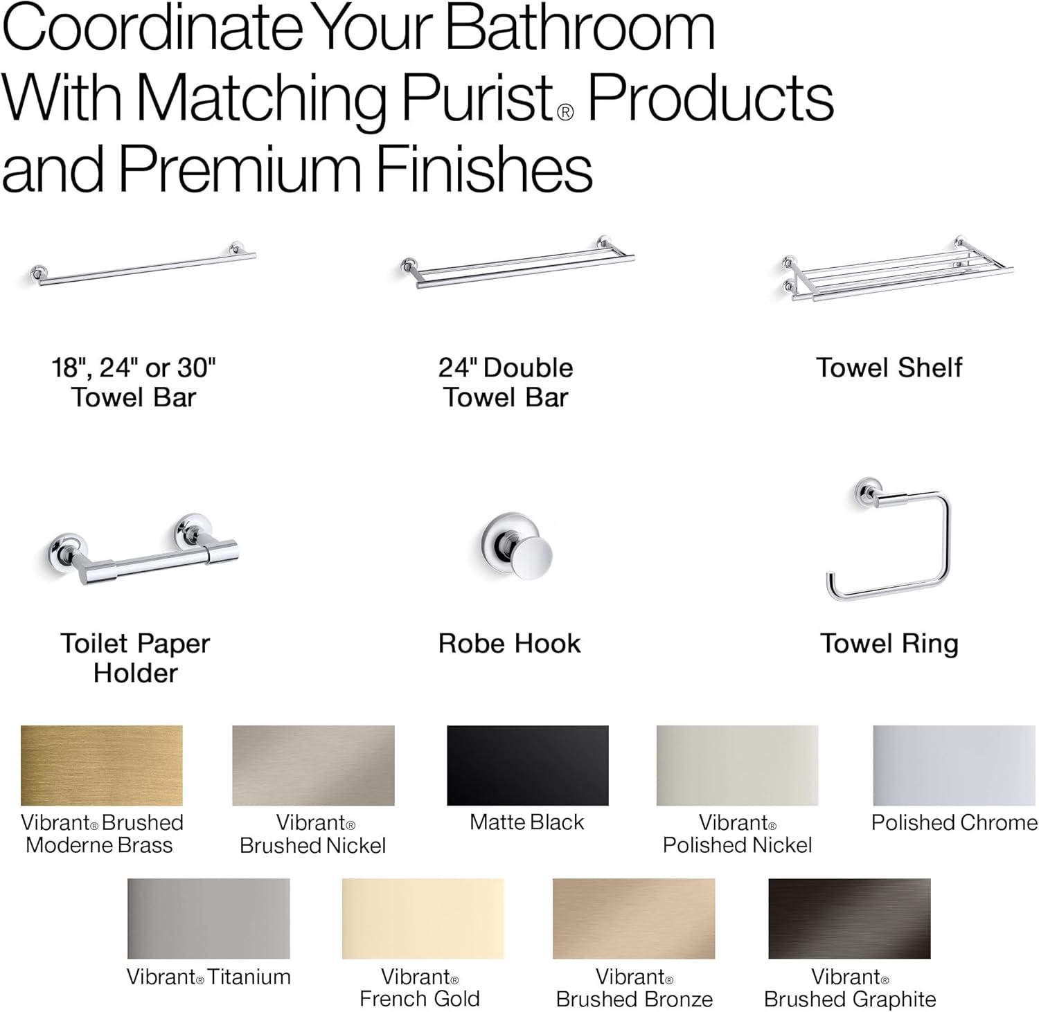 Purist® 24" Wall Mounted Round Towel Bar, Metal Wall-Mounted Towel Holder