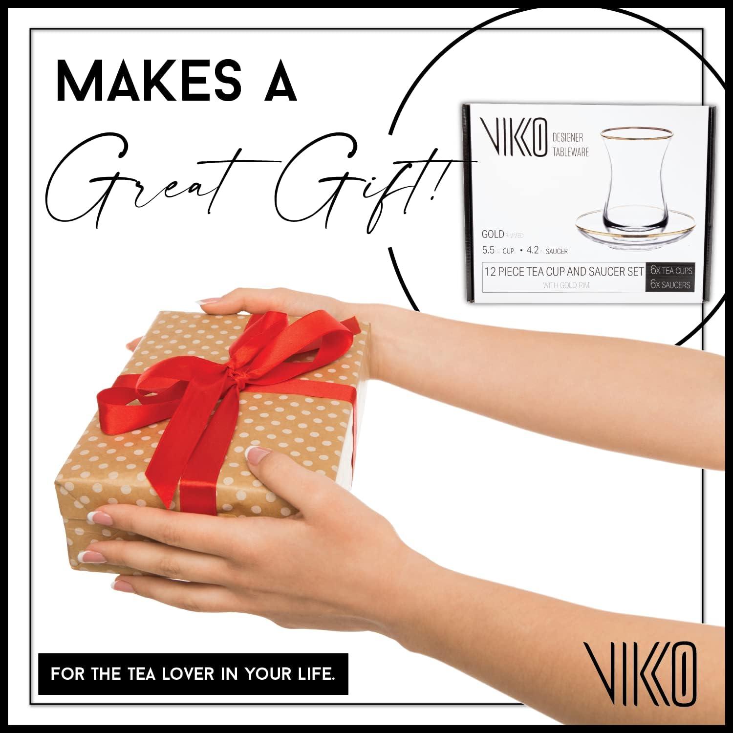 Clear Glass Turkish Tea Cups with Saucers, 4 Oz, Set of 6