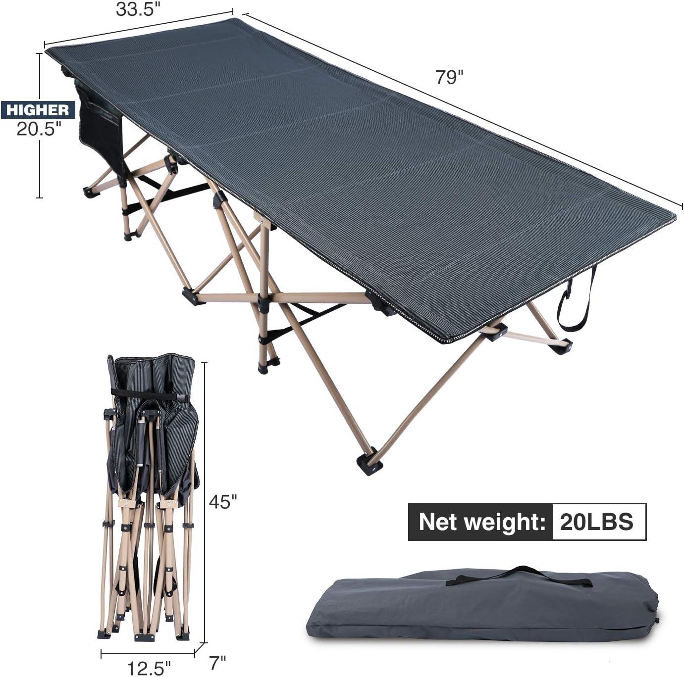 LIFETIME FLOORING LLC Oversized Camping Cots For Adults 500Lbs, Extra Wide Tall Sleeping Cots Heavy Duty,  Cots Portable For Outdoor Indoor Office