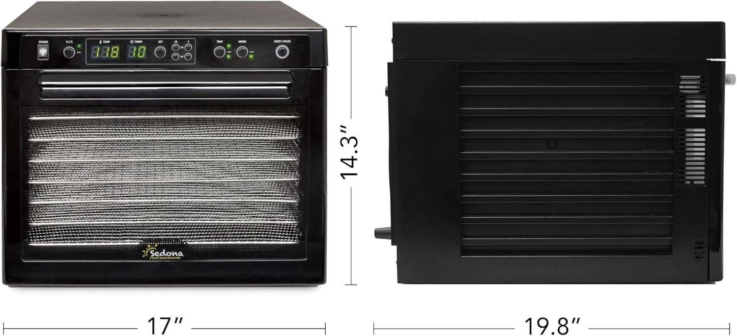 Tribest Sedona Classic Food Dehydrator with Stainless Steel Trays – Black