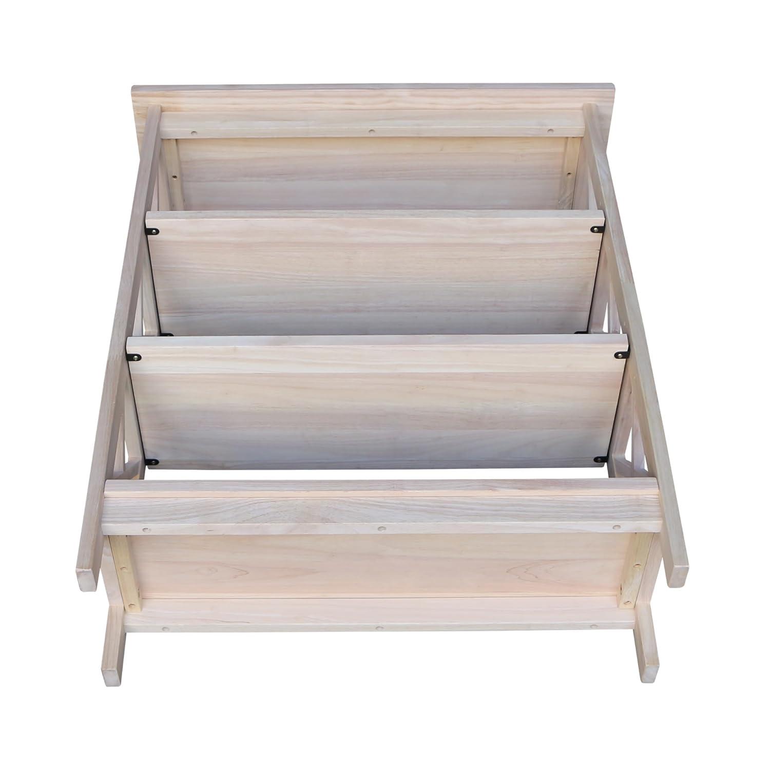 International Concepts 48" 4 Tier X-Sided Bookshelf: Hardwood Vertical Storage, Farmhouse Style, 30" Wide