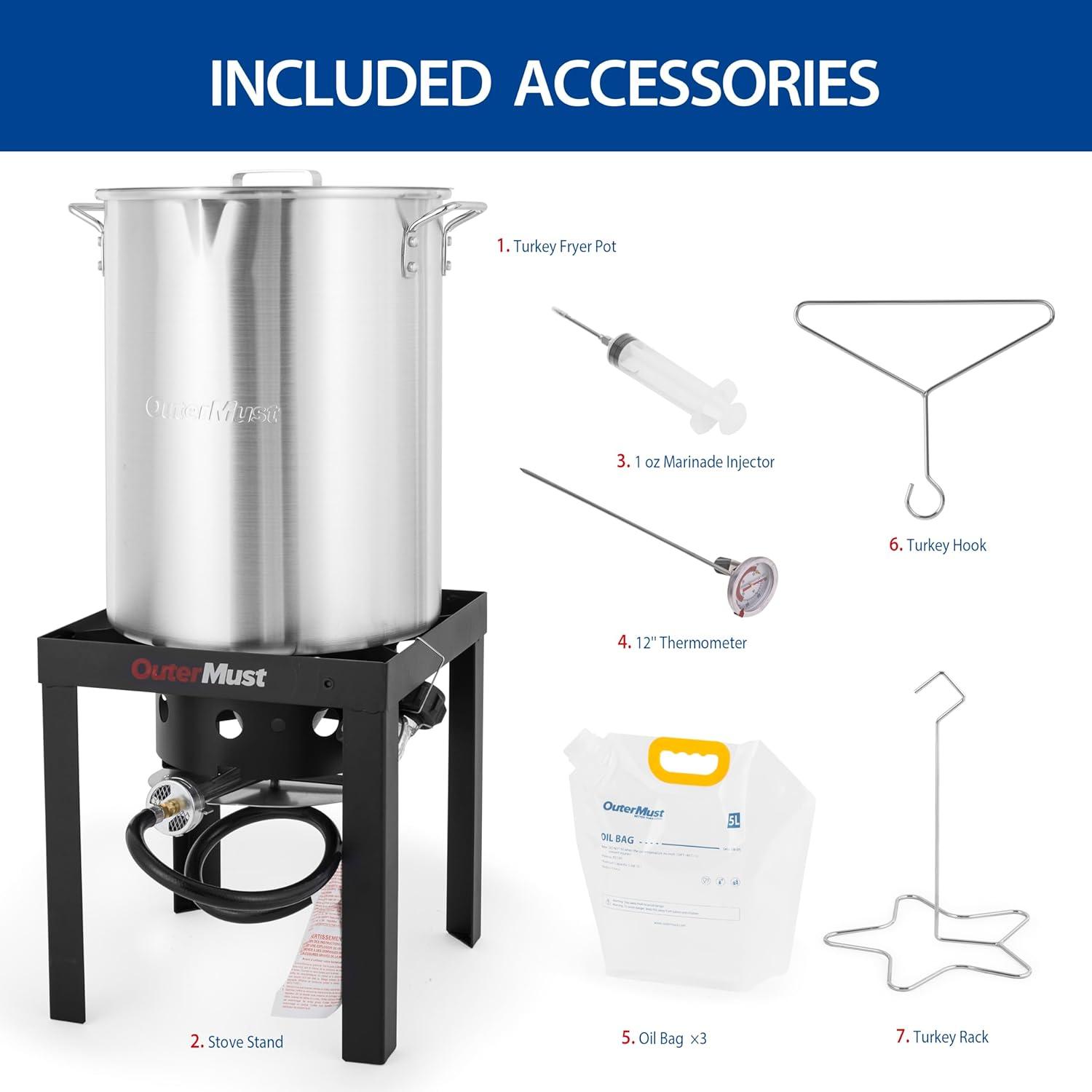 30 Qt Aluminum Propane Turkey Fryer with Accessories