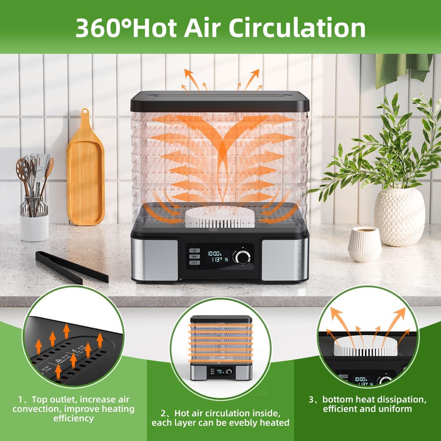 MASTER CRAFT WINDOW AND DOOR Food Dehydrator Machine Dryer For Jerky: Stainless Steel Dehydrater For Fruit Herb - Digital Food Drier For Meat Beef Dehydration
