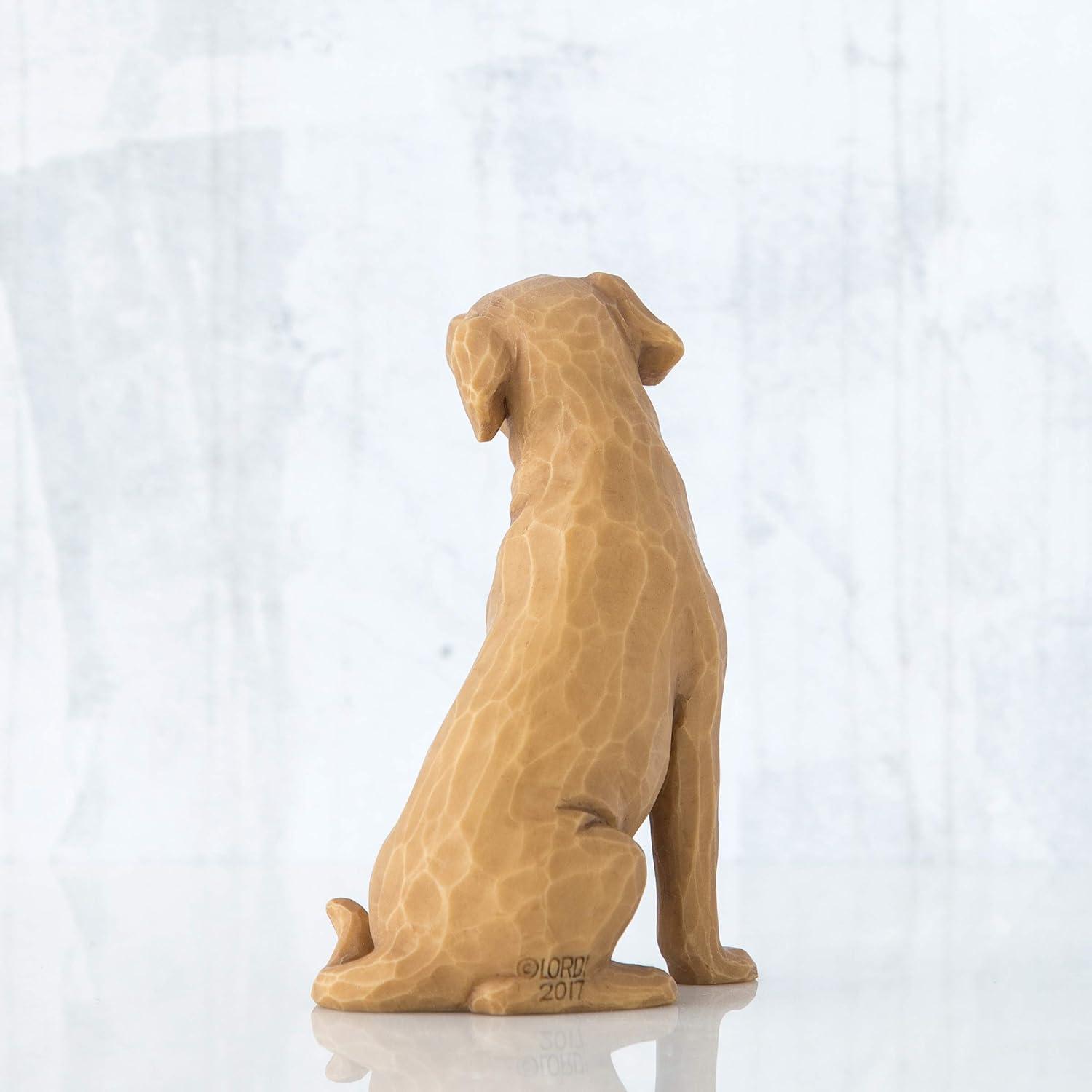 Golden Resin Dog Figurine Hand-Painted 3.25"