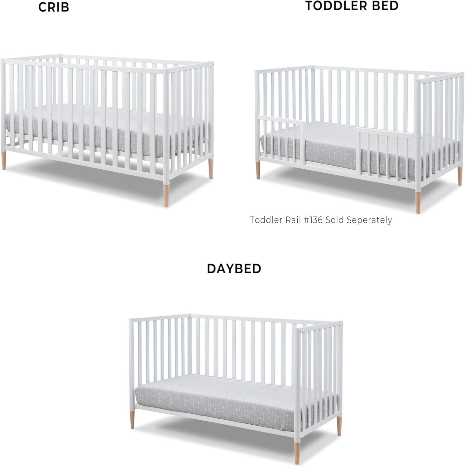 White & Natural 3-in-1 Convertible Crib with Removable Feet