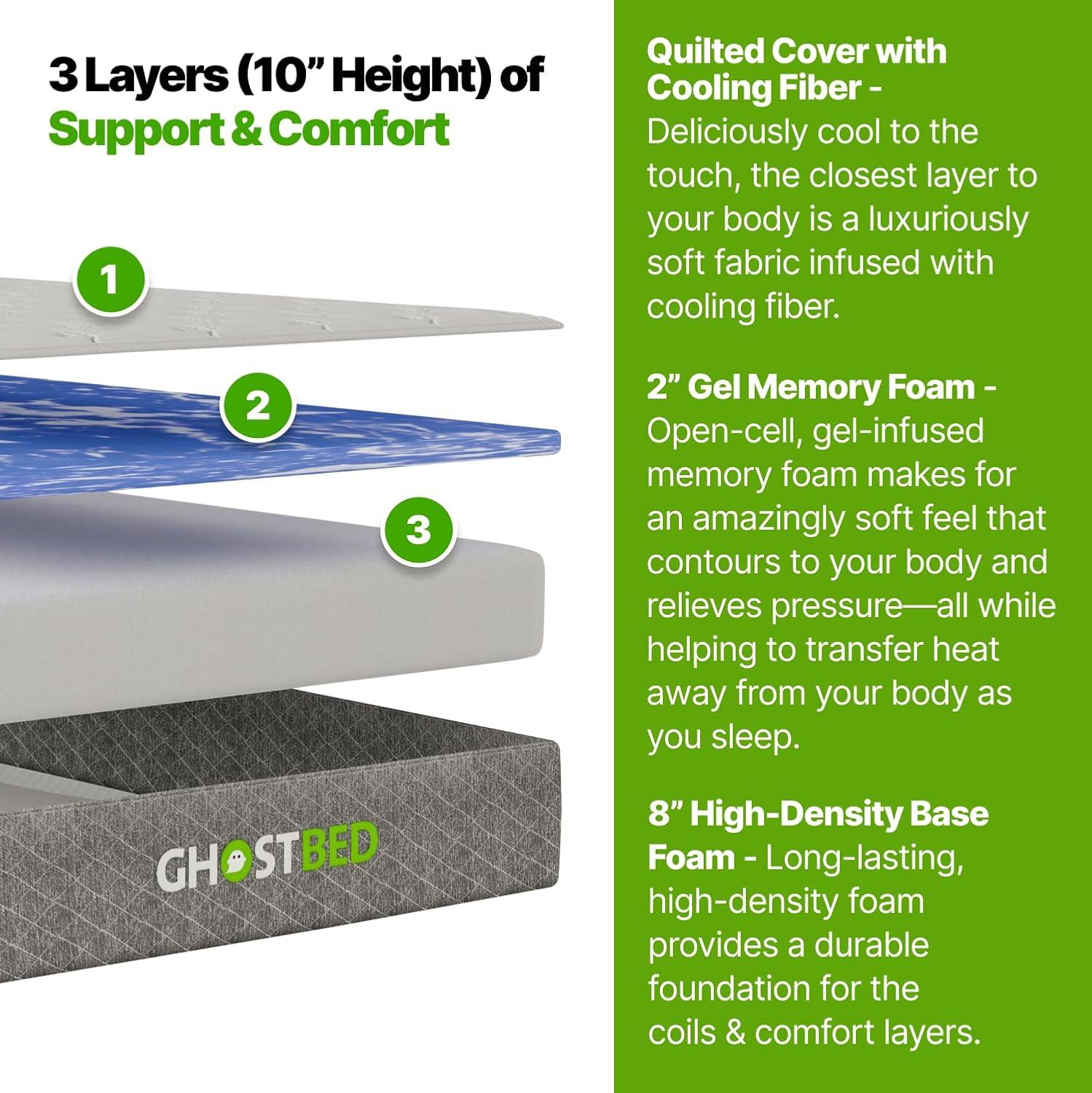 GhostBed GhostBed 10" Short Low Profile Memory Foam Mattress