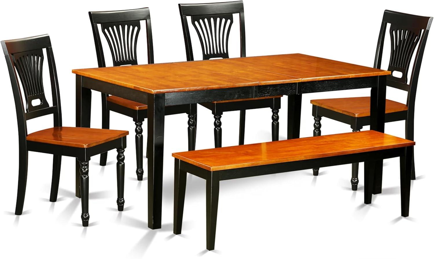 East West Furniture  Dining Set Contains a Rectangle Kitchen Table and Dining Chairs with a Bench (Chair Seat Type Options) NIAV6-BCH-LC 6