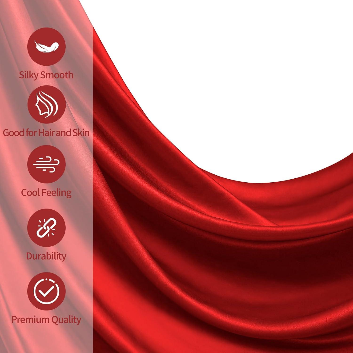 Cloud Fino Luxurious Satin Bed Sheets Burgundy Silk Sheets King 15 " Deep Pocket Pillowcases Sheet, 4-Piece