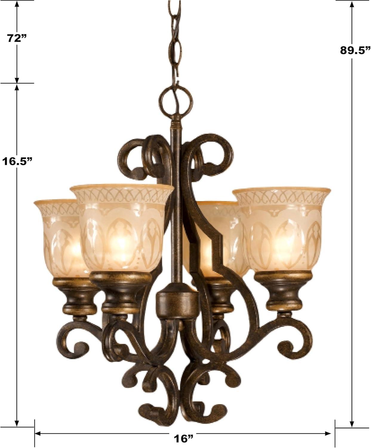 Bronze Umber Mini Crystal Glass 4-Light Chandelier