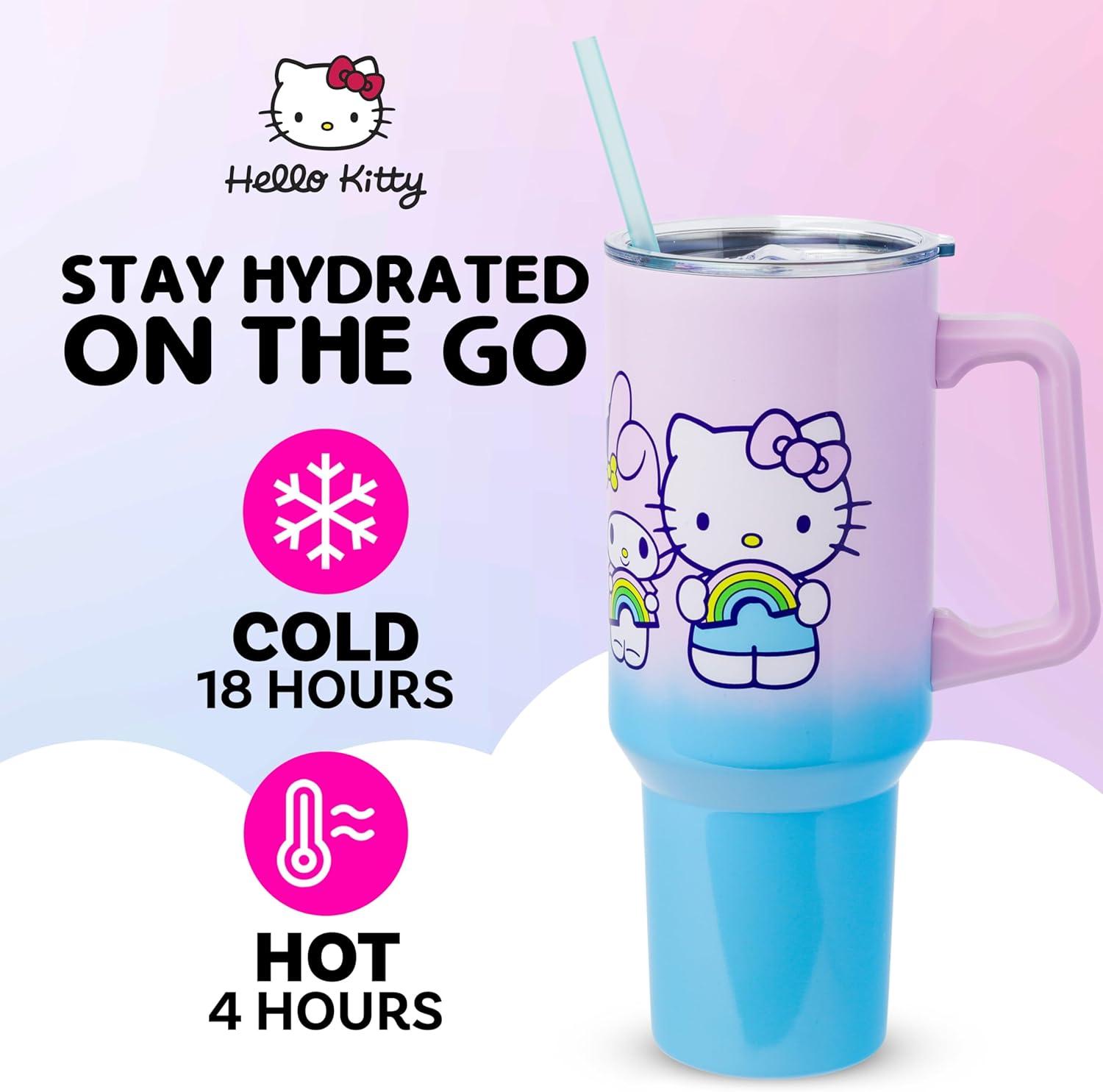 Silver Buffalo Sanrio Hello Kitty and Friends Rainbow Stainless Steel Tumbler | 40 Ounces