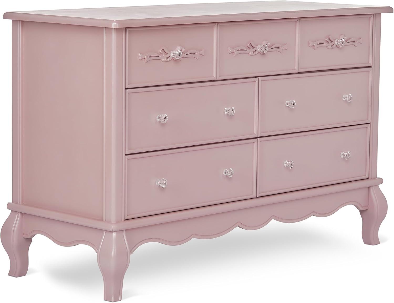 Blush Pink Pearl Double Dresser with Dovetail Drawers