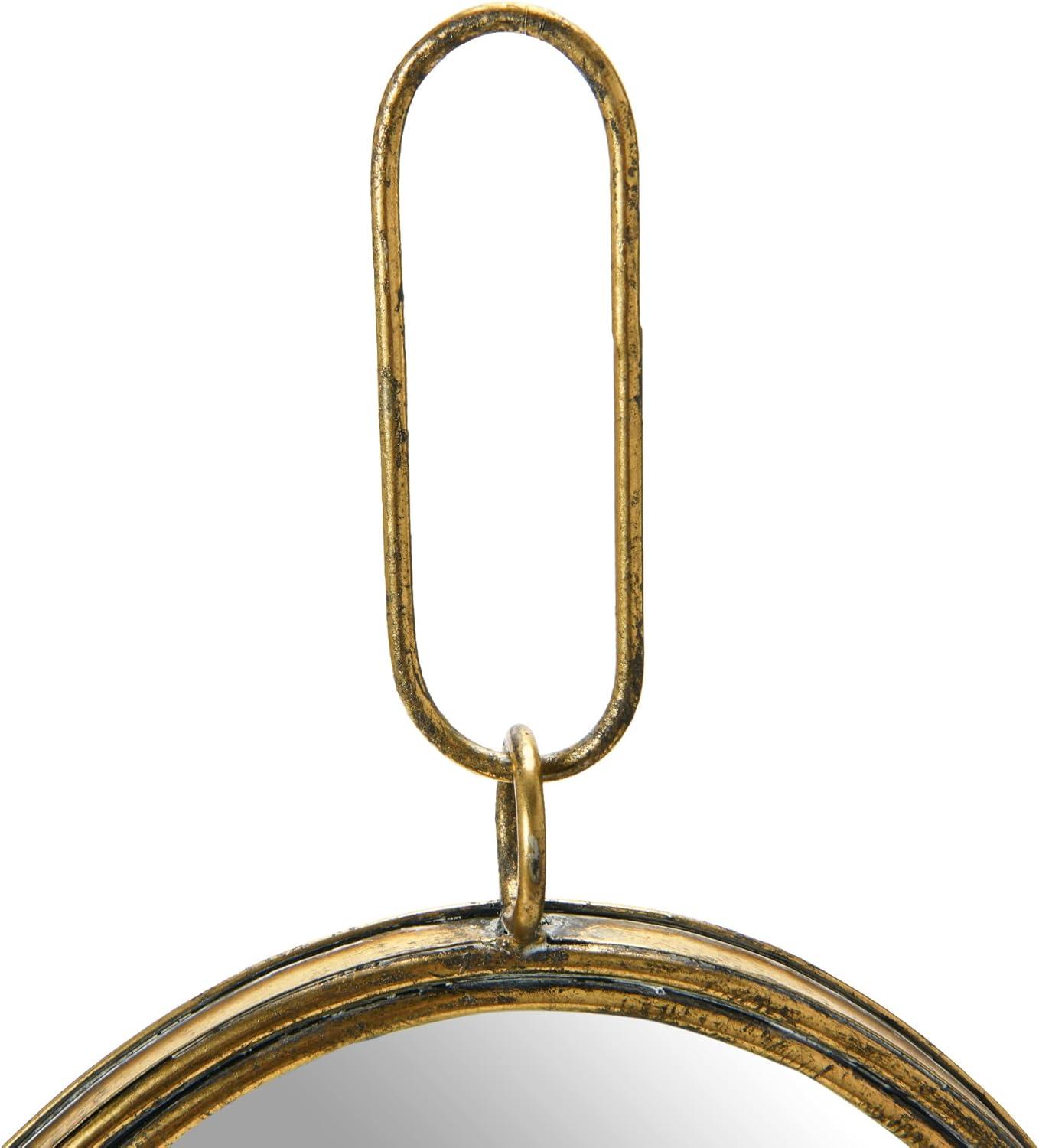 Creative Co-Op Oval Metal Framed Wall Mirror with Bracket, Gold