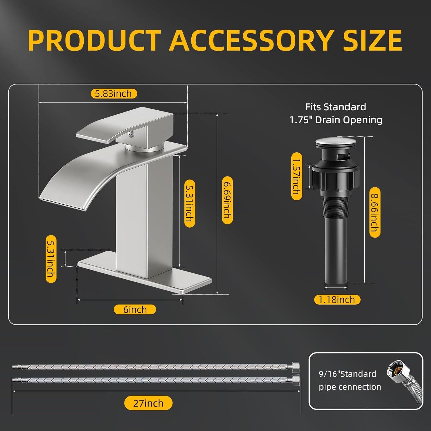 Bathroom Faucet, Single Handle Bathroom Faucets for 1 or 3 Hole Bathroom Sink Faucet