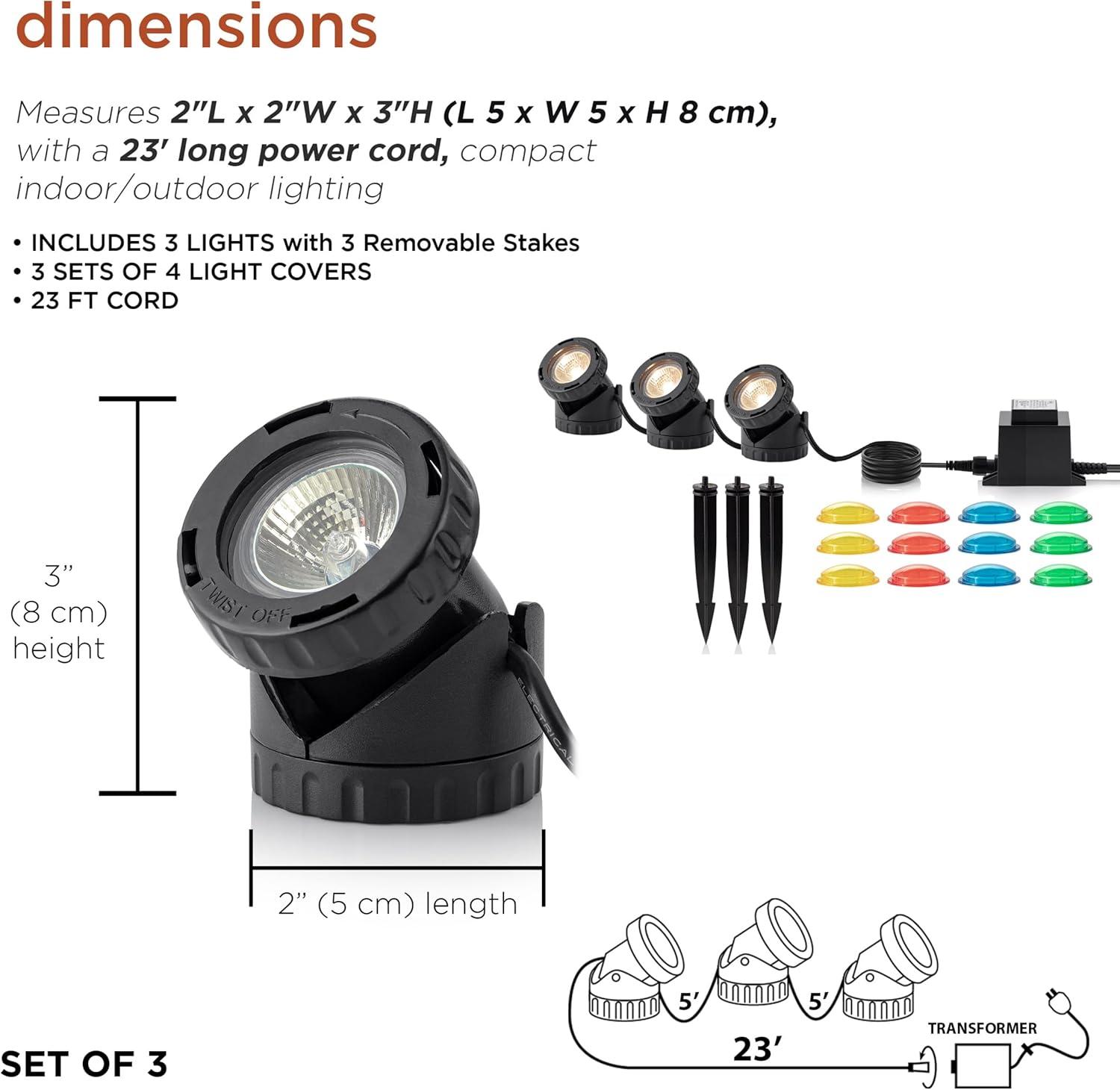 Alpine Black PVC 20-Watt Halogen Pond Lights with Transformer