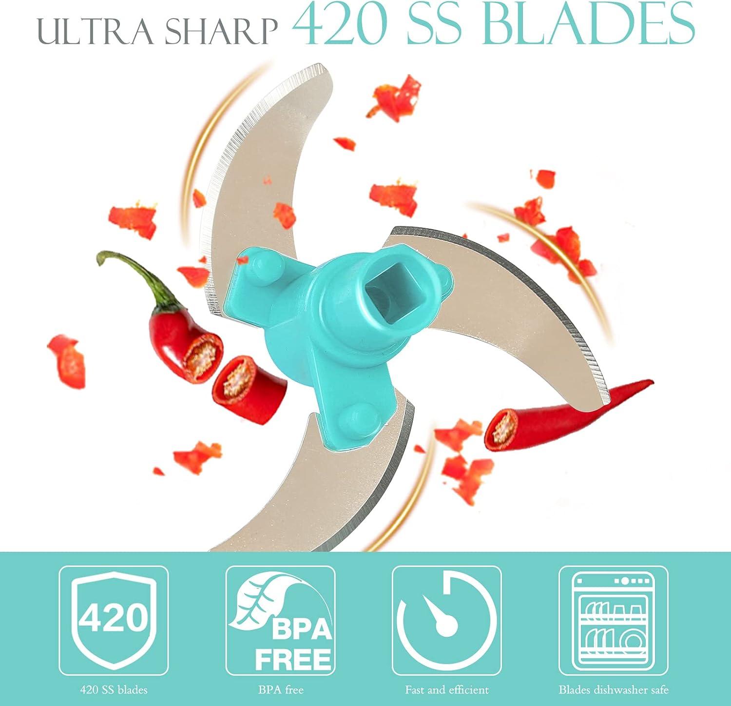 Manual Food Processor Vegetable Chopper, Ourokhome Portable Hand Pull String Garlic Mincer Onion Cutter for Veggies, Ginger, Fruits, Nuts, Herbs, etc., 2 Cup, Blue