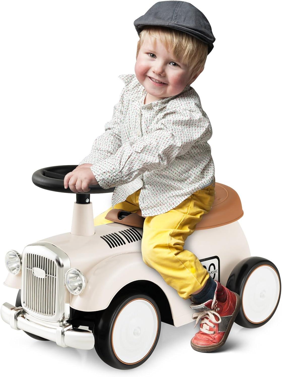 Costzon Ride On Push Car for Toddlers, Classic Kids Ride On Car Foot-to-Floor Sliding Car with Steering Wheel, Horn & Under Seat Storage, Ride On Toy for Boys Girls 18-36 Months (White)