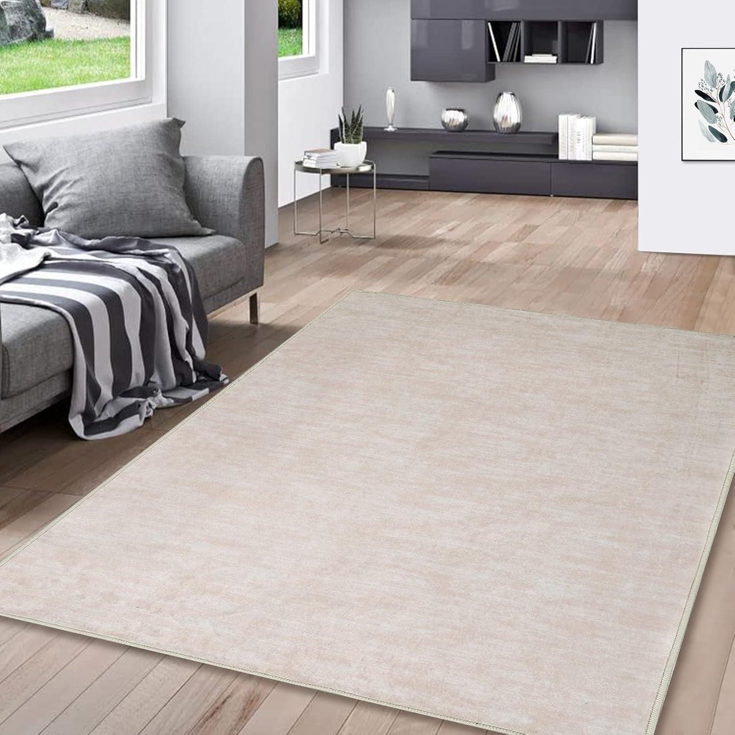 Garvee 9' x 12' Large Machine Washable Area Rug Modern Solid Rug Non-Slip Low-Pile Contemporary Indoor Area Rug for Home Office Bedroom, Red
