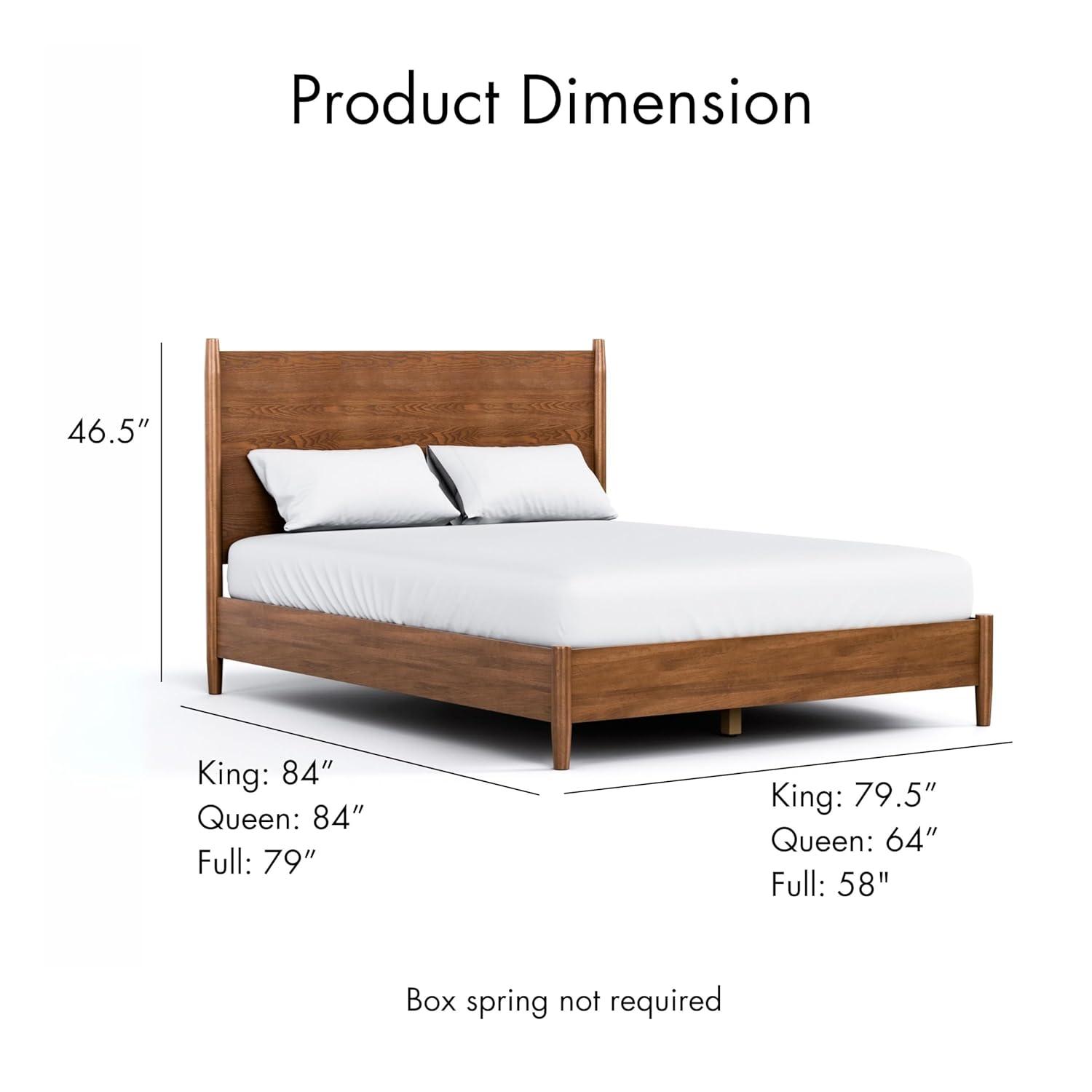 HOMES: Inside + Out Full Riverstone Mid-Century Modern Platform Bed with Headboard Walnut Wood