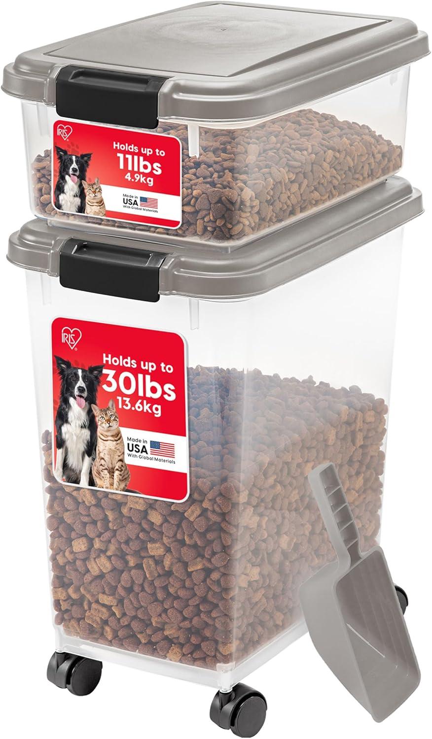 Zoey Tails 35 Lbs. WeatherPro Airtight Stackable Pet Food Storage Container Combo with Scoop & Treat Box