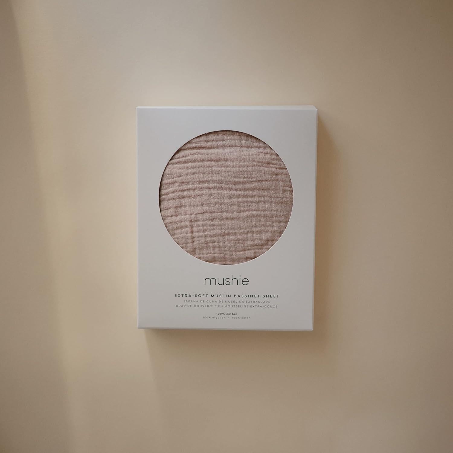 Mushie Extra Soft Muslin Bassinet Crib Sheet - Blush