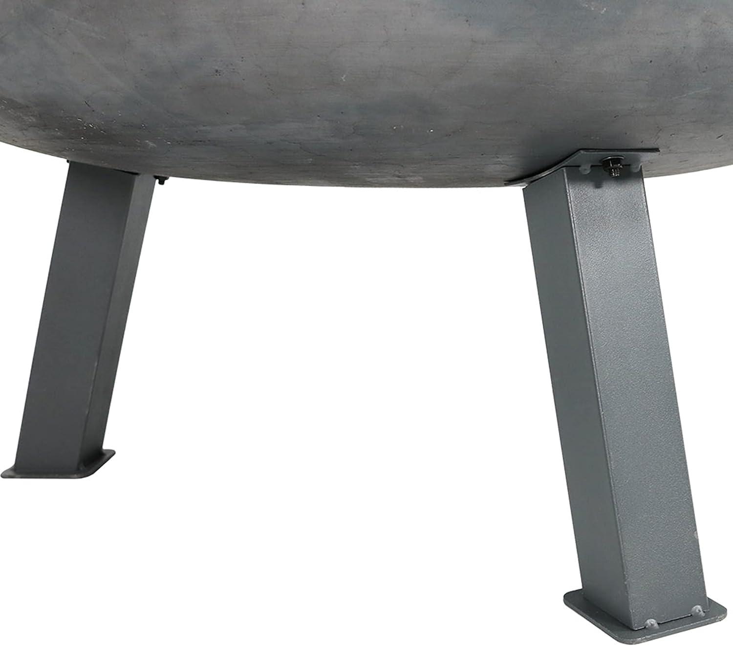 SunnyDaze Decor Union Round Wood-Burning Steel Finish Cast Iron Outdoor Raised Fire Pit Bowl