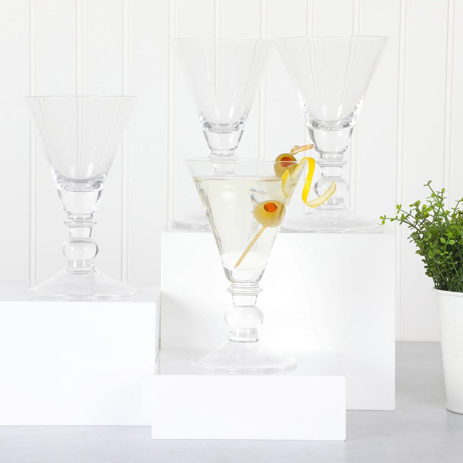 Martha Stewart Crispa 4 Piece 10 Ounce Handmade Goblet/Wine/Martini Glassware Set (Set of 4)