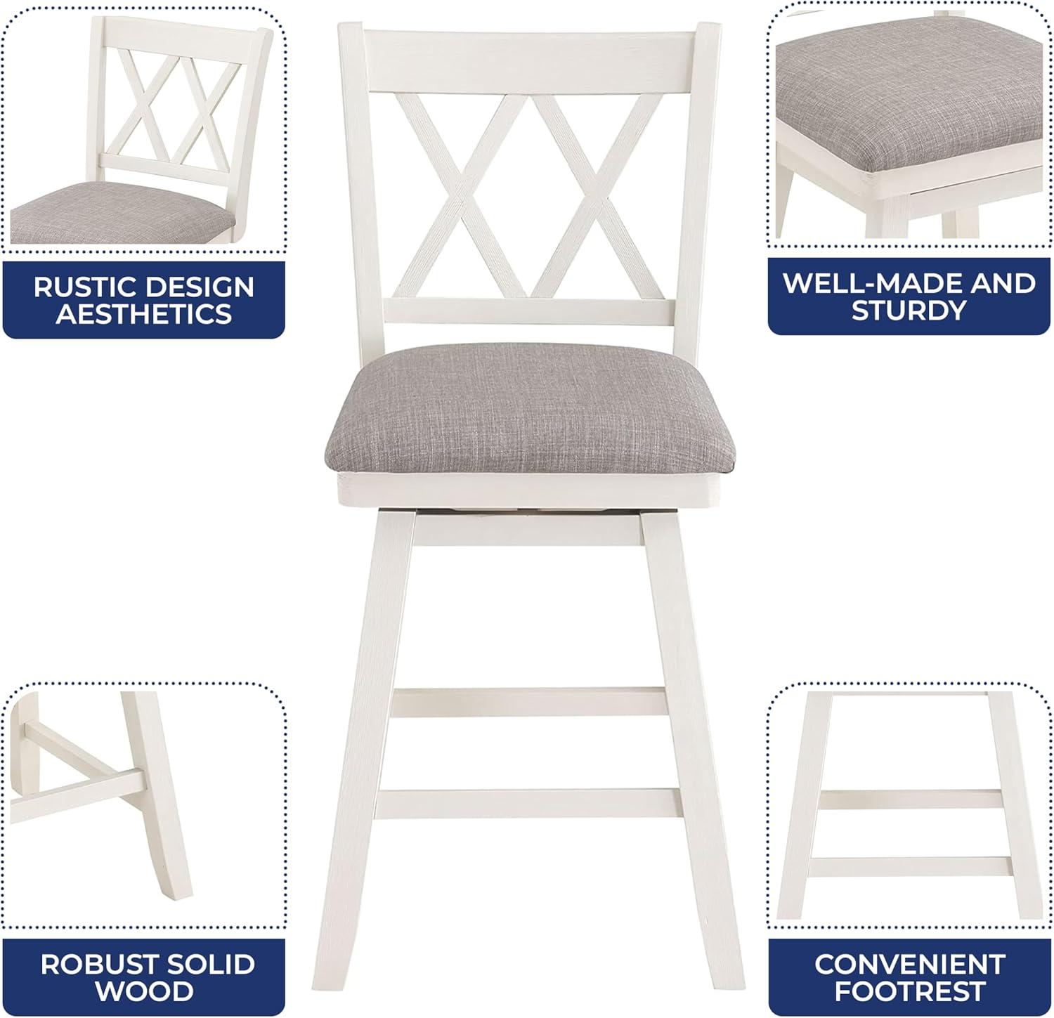24" Brookline Xx Back Swivel Counter Height Barstool Antique Cream/White - Home 2 Office