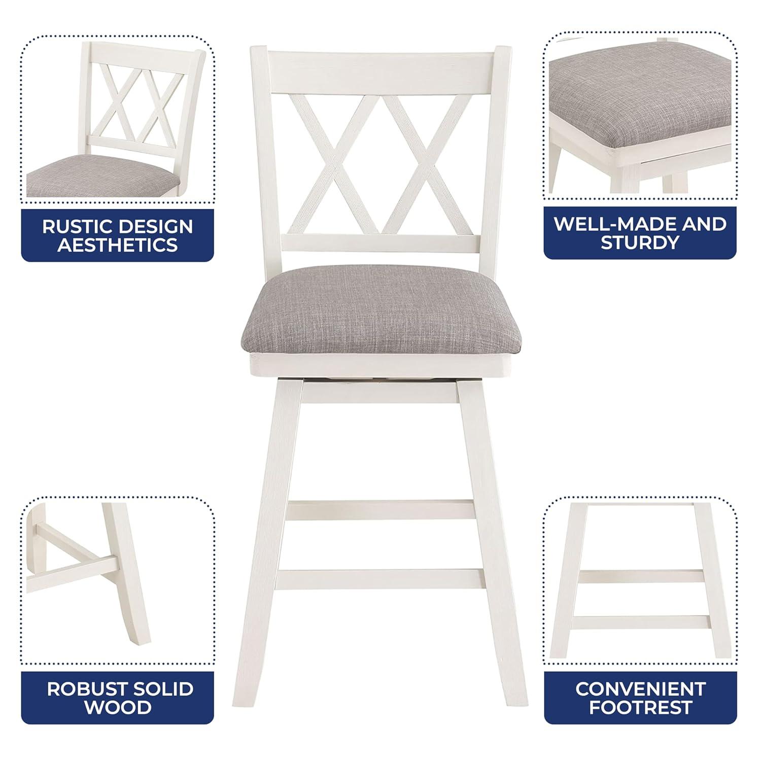 24" Brookline Xx Back Swivel Counter Height Barstool Antique Cream/White - Home 2 Office