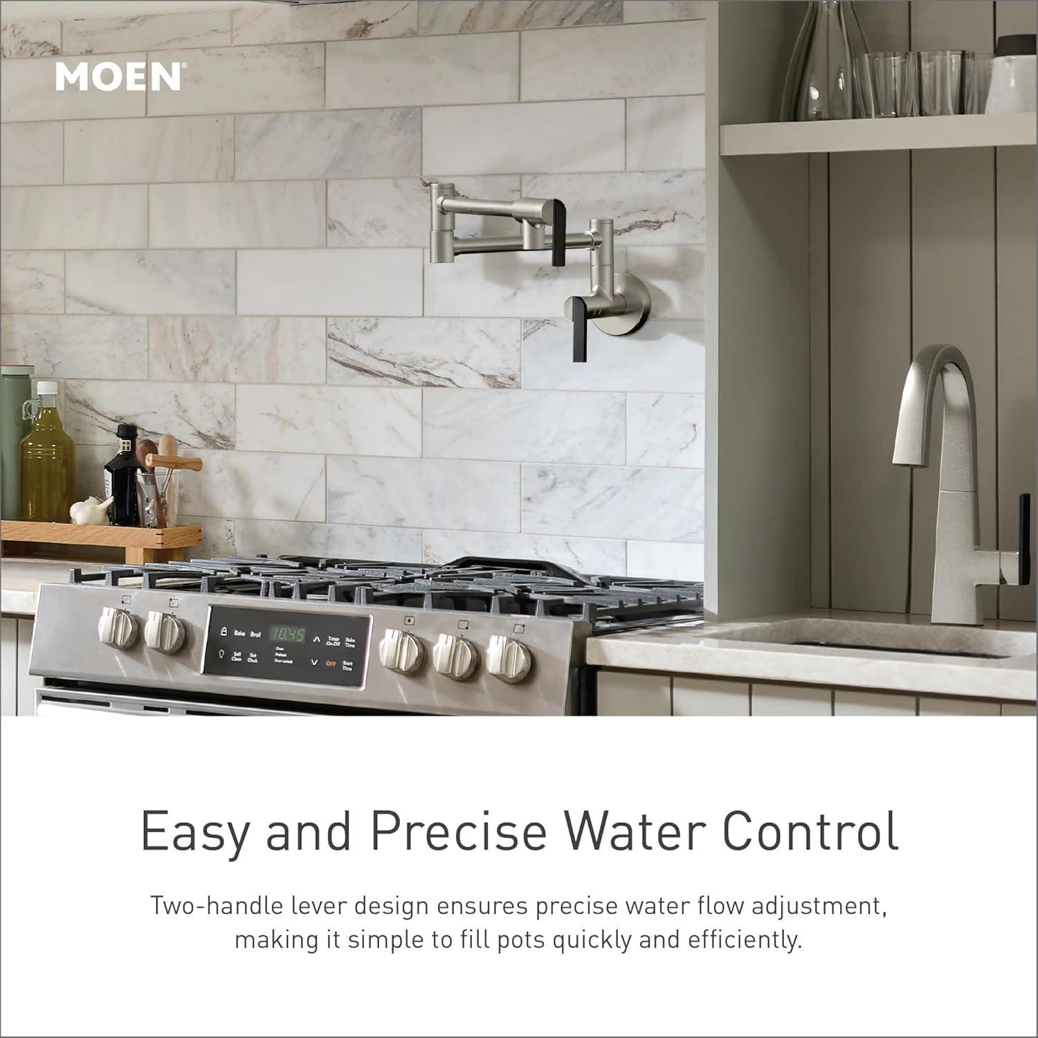 Moen Traditional Wall Mount Swing Arm Folding Pot Filler Kitchen Faucet