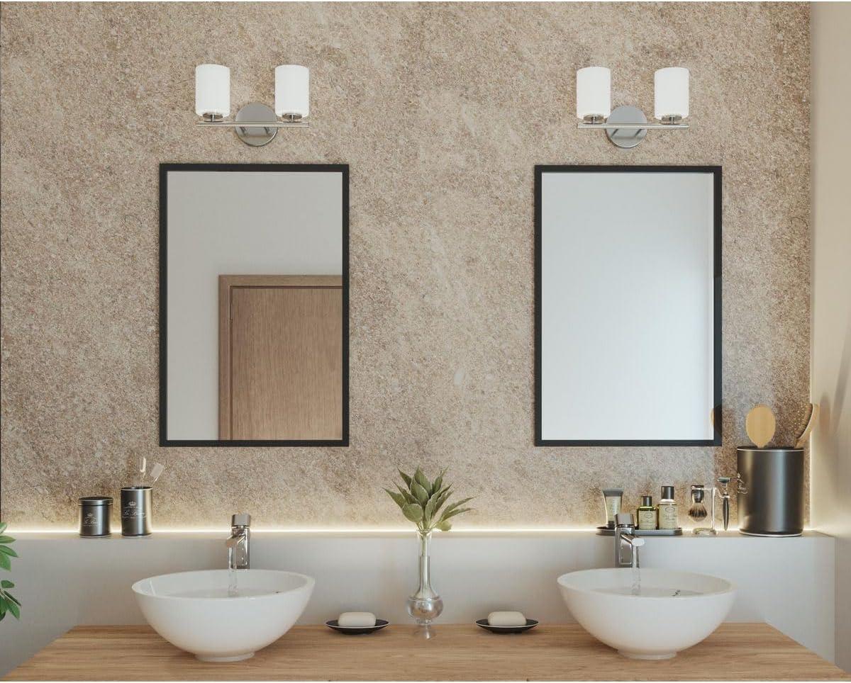 Progress Lighting Replay 2-Light Bath Vanity, Brushed Nickel, Porcelain Shade