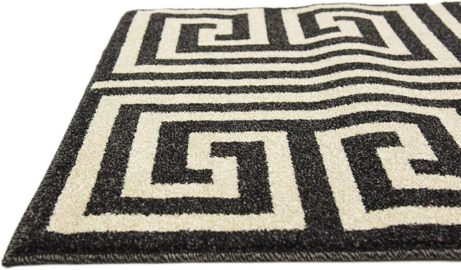 Unique Loom Athens Collection Area Rug - Greek Key (2' 7" x 10' Runner Black/Beige)