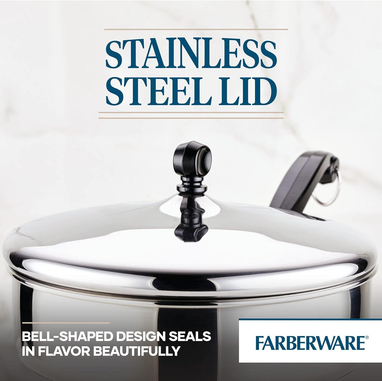 10-Inch Silver Stainless Steel Covered Saute Pan