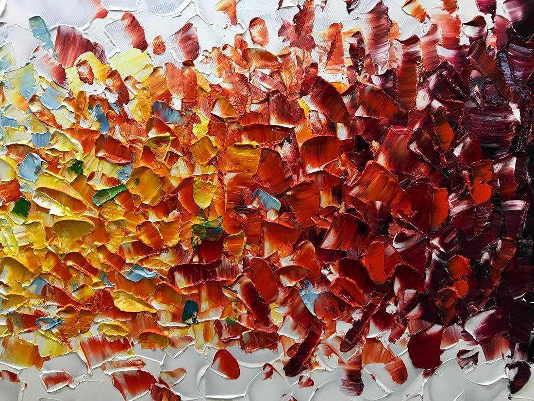 AMEI Art,24X48Inch Hand-Painted On Canvas Colorful White Background Abstract Oil Paintings Multi Color Wall Art Wood Inside Framed Ready to Hang