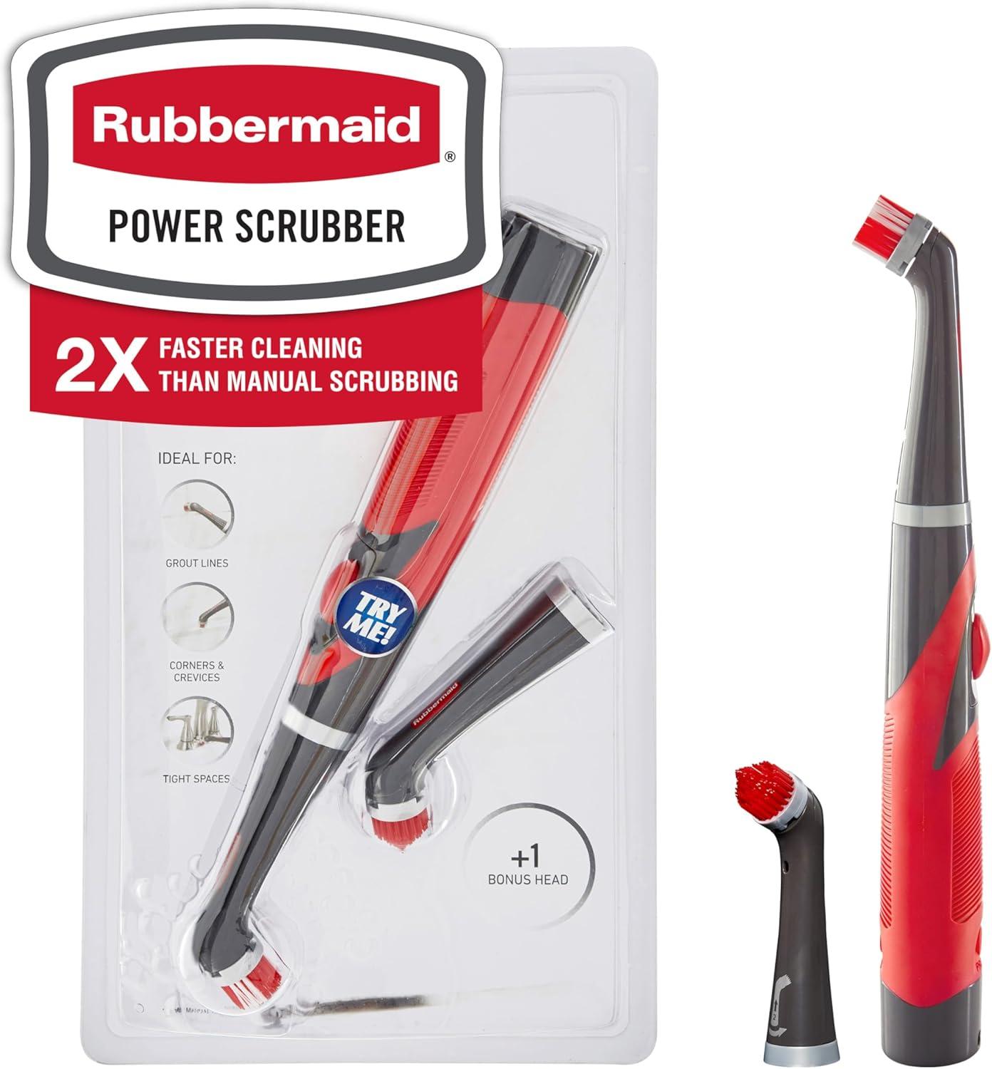 Rubbermaid Power Scrubber with 1 All-Purpose Scrubbing Head and 1 Grout Scrubbing Head