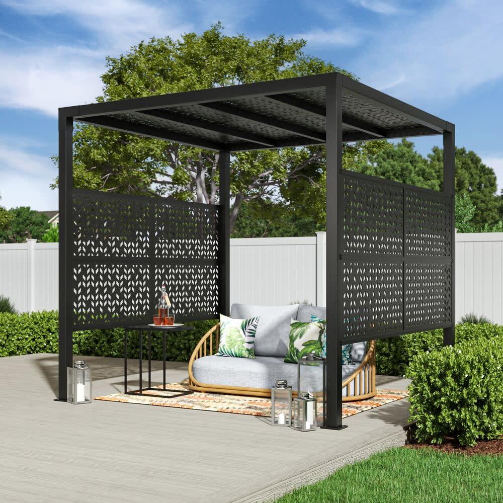 Barrette Outdoor Living 2 ft. x 4 ft. Aztek Black Decorative Screen Panel